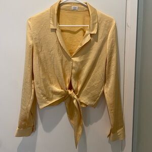 Aritzia Wilfred tie-front satin blouse